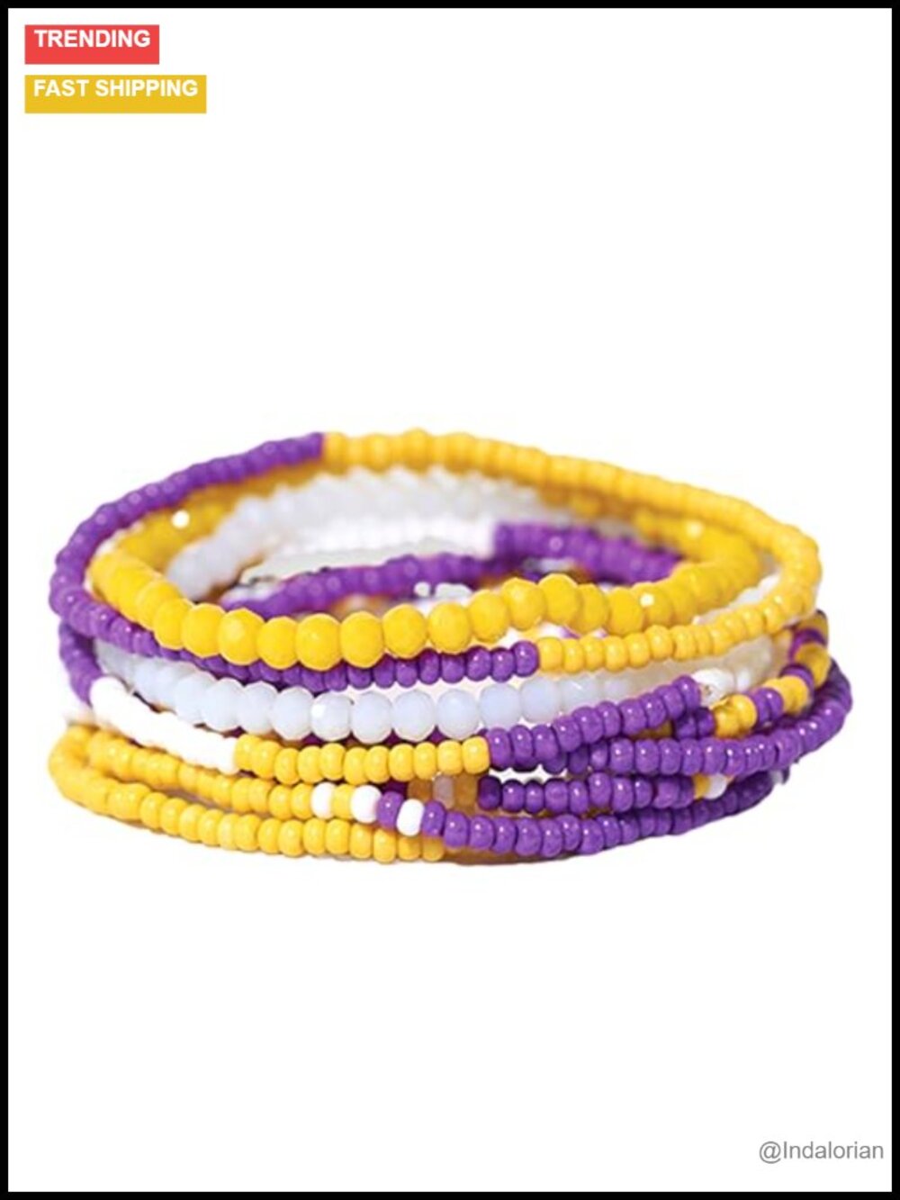 Handmade Glass Beaded Stretch Bracelet Set Stackable Game Day Jewelry